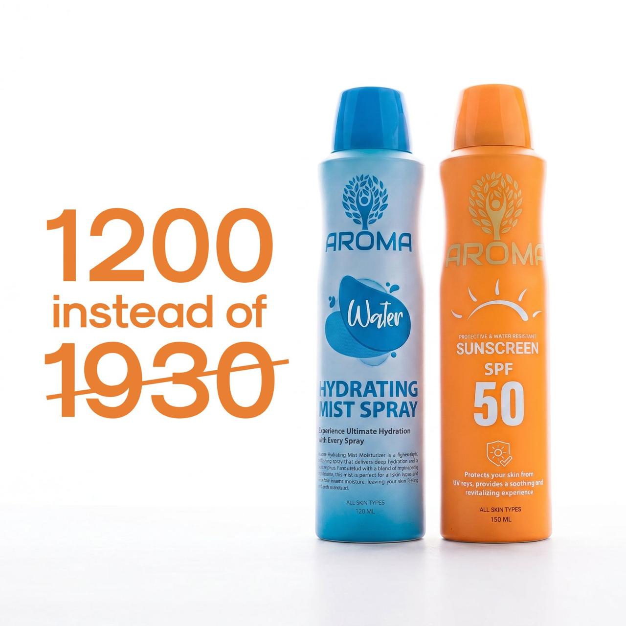 Aroma Summer Protection Duo: SPF 50 Sunscreen & Hydrating Mist Spray